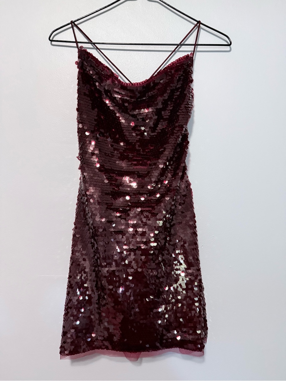 NWOT wild fable Burgundy Sequin Cowl Mini Dress